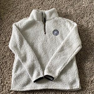 Quarter zip ivory Ella fuzzy pull over